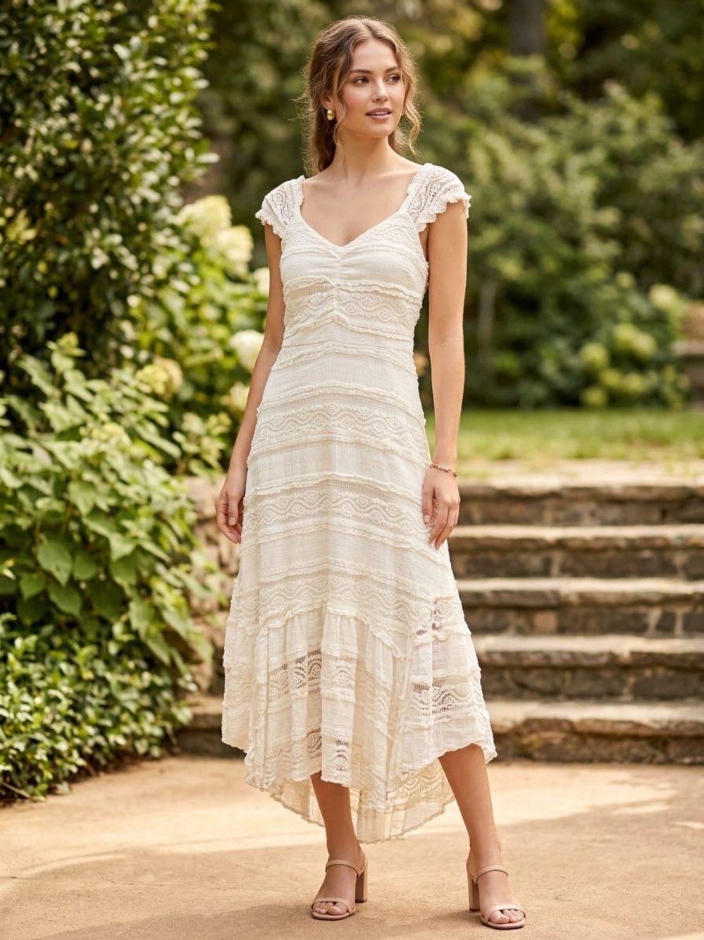 NWT Maurices Ivory Crochet Lace Maxi Dress, Women’s Size Medium